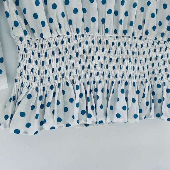 Free People Polka Dot Milkmaid Crop Top Small Cottagecore Boho Peasant Fairy - Picture 6 of 12